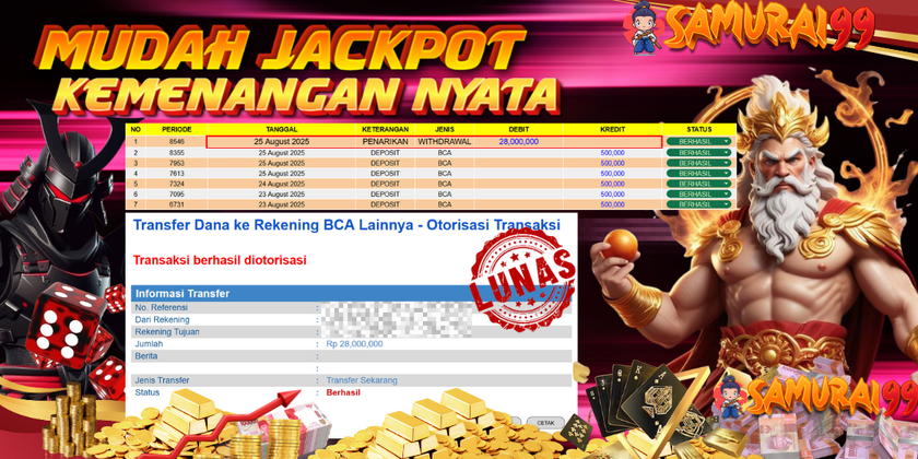 JACKPOT DI SAMURAI99 HARI INI	